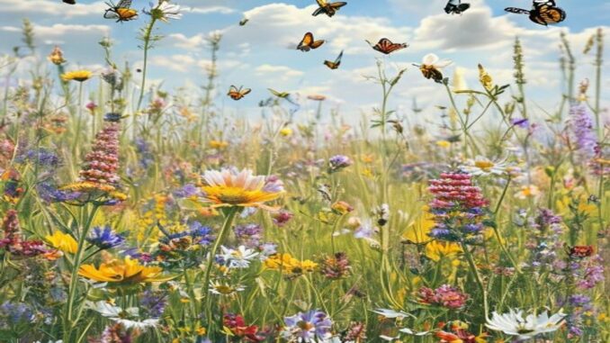 Prairie fleurie abeilles papillons biodiversite