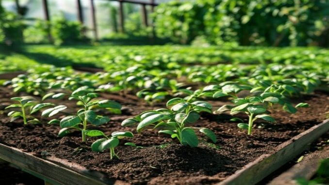 Rangees plants biologiques serre professionnelle horticole