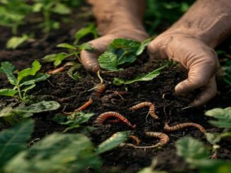 Mains tenant compost riche vers de terre agriculture ecologique